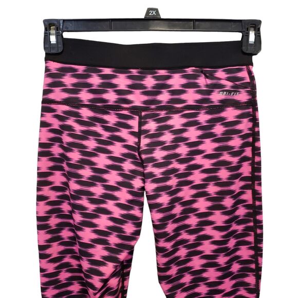 NIKE Dri-Fit Run Fast Live Fearless Crop Ankle Leggings Pink Black Small - Picture 6 of 8
